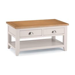 Richmond Coffee Table With 2 Drawers - Grey/Pale Oak - Rogey