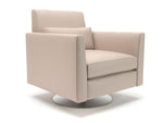 Roselle 90cm Wide Swivel Armchair in Cristina Marrone Ultima Faux Leather - Rogey
