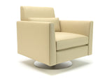 Roselle 90cm Wide Swivel Armchair in Cristina Marrone Ultima Faux Leather - Rogey