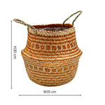 Seagrass Tribal Amber Lined Basket Medium H30Cm D35Cm - Rogey
