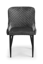 Set Of 2 Luxe Velvet Dining Chairs - Grey - Rogey