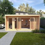 Sherwood Cresswell 5m x 3m Insulated Garden Room - (UPVC Windows & Doors) - Oak - Rogey