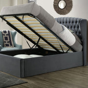 Warwick Grey Velvet Ottoman Bed Double - Rogey