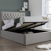 Wilson Grey Fabric Ottoman Bed Double - Rogey