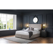 Wilton Deep Button 4 Drawer Bed 135cm - Grey Linen - Rogey